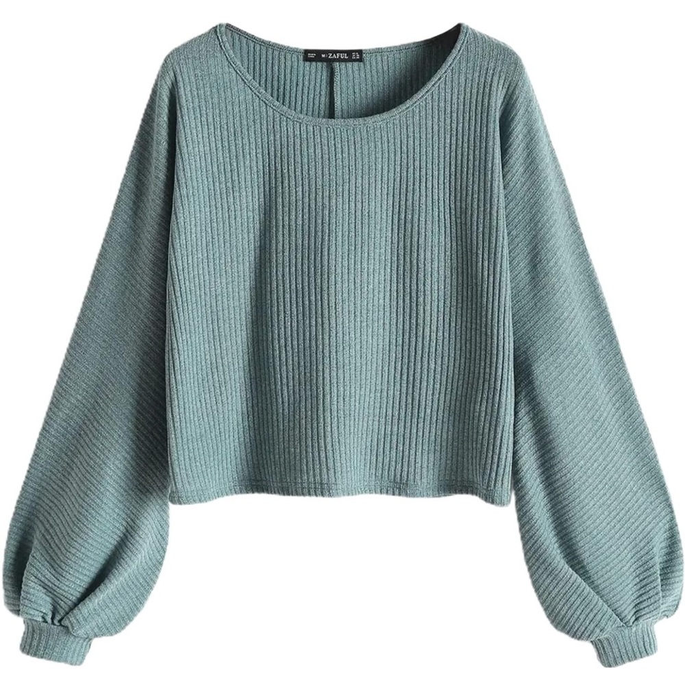 Women's Ribbed Cropped Long Sleeve Shirt